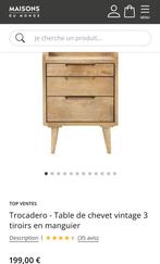 Table de chevet vintage 3 tiroirs en chêne, Ophalen, Zo goed als nieuw, Hout