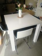 Bartafel met stoelen wit, Huis en Inrichting, Ophalen, Gebruikt, Vierkant, Vier personen