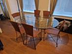 Glazen tafel met 6 stoelen, Huis en Inrichting, Ophalen, 50 tot 100 cm, Zo goed als nieuw, Vijf personen of meer