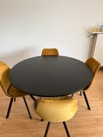Table ronde noire et 4 chaises, Comme neuf, Enlèvement ou Envoi
