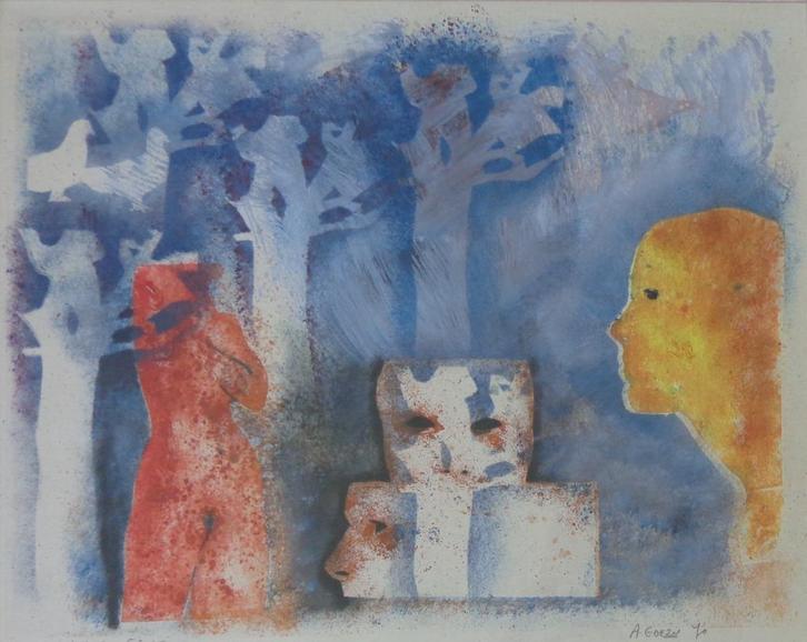 ANDRE GOEZU / IMPENETRABLE FORET / MONOTYPE / 72x85cm KADER, Antiek en Kunst, Kunst | Schilderijen | Modern, Ophalen