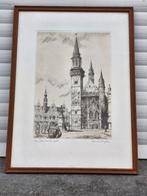 Gravure grote markt signe Paul van peteghen, Antiek en Kunst, Kunst | Etsen en Gravures, Ophalen of Verzenden