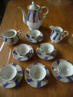 Vintage mini koffie – mokka - theeservies blauw en goud, Antiek en Kunst, Ophalen of Verzenden