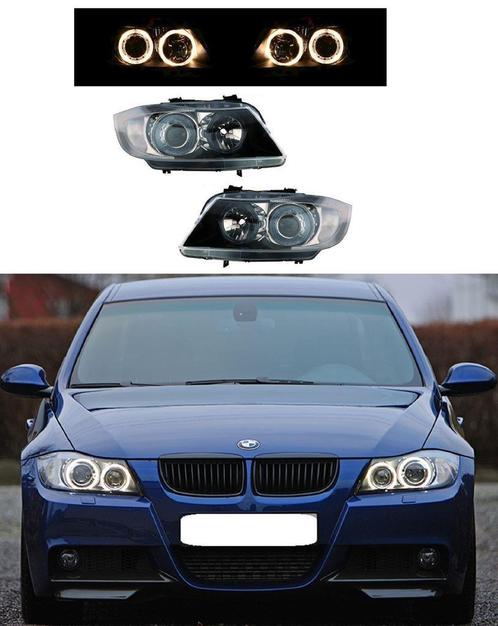 BMW 3 serie E90 E91 halogeen koplampen met Angel Eyes, Auto-onderdelen, Verlichting, BMW, Nieuw, Verzenden