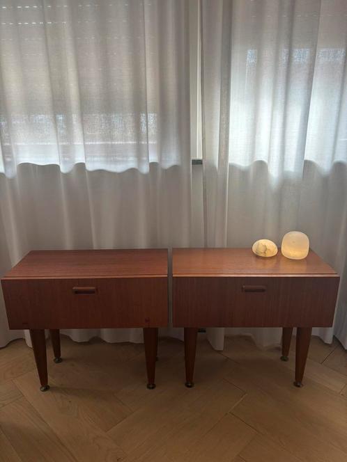Set vintage Deense nachtkastjes – teak, jaren ’60, Huis en Inrichting, Slaapkamer | Nachtkastjes, Gebruikt, Minder dan 55 cm, 45 tot 65 cm