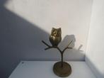 Statue vintage : hibou sur une branche en laiton, Antiquités & Art, Enlèvement ou Envoi