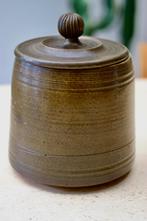 Grand pot avec couvercle en grès vernissé vintage artisanat, Enlèvement