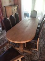 Eetkamer dressoir tafel vitrine bar 6 en 2 armstoelen, Ophalen of Verzenden