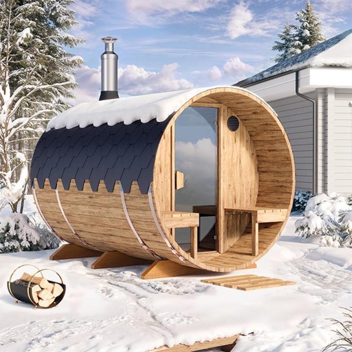 Buiten Barrelsauna 280cm Thermowood, Hobby en Vrije tijd, Overige Hobby en Vrije tijd, Nieuw, Ophalen of Verzenden