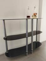 Superbe bar Design ou console , aluminium et verre noir trem, Glas, Ophalen of Verzenden, Zo goed als nieuw