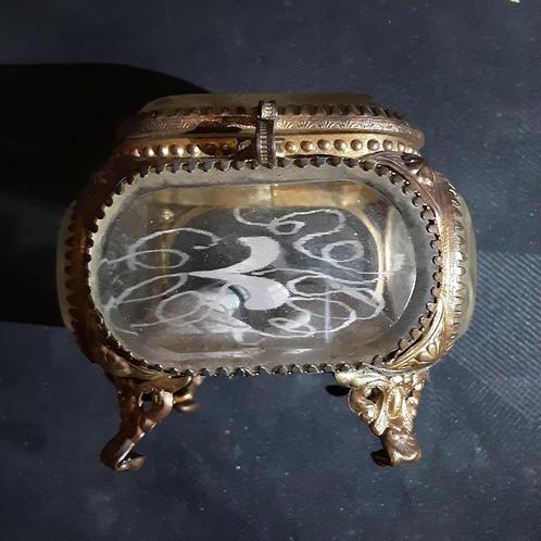 Napoleon 3 juwelendoos of doos met 5 afgeschuinde glazen, Antiek en Kunst, Antiek | Glaswerk en Kristal, Ophalen of Verzenden