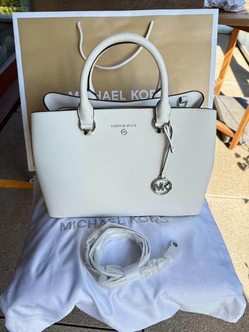 Michael Kors handtas, groot Edith-model in wit leer, Handtassen en Accessoires, Tassen | Damestassen, Zo goed als nieuw, Handtas