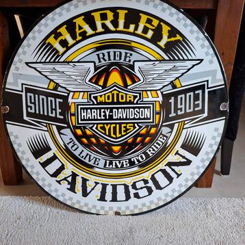 harley davidson emaille reclamebord  beschikbaar voor biedingen