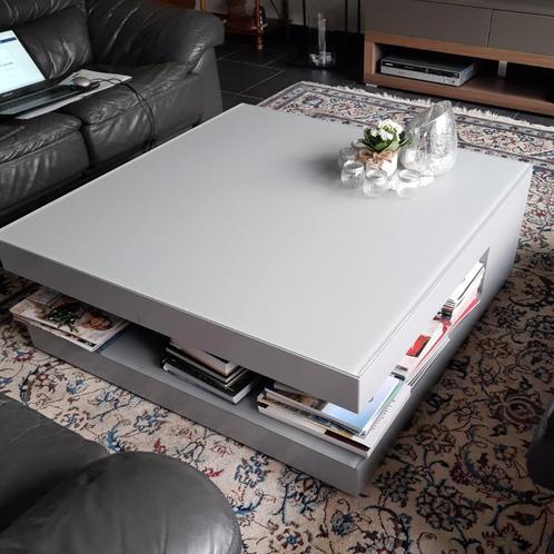 salontafel, Huis en Inrichting, Tafels | Salontafels, Zo goed als nieuw, Minder dan 50 cm, 100 tot 150 cm, Vierkant, Glas, Ophalen