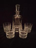 4+1 Kristallen Christofle Whyskyglazen met bijhorende karaf, Huis en Inrichting, Ophalen, Zo goed als nieuw, Glas