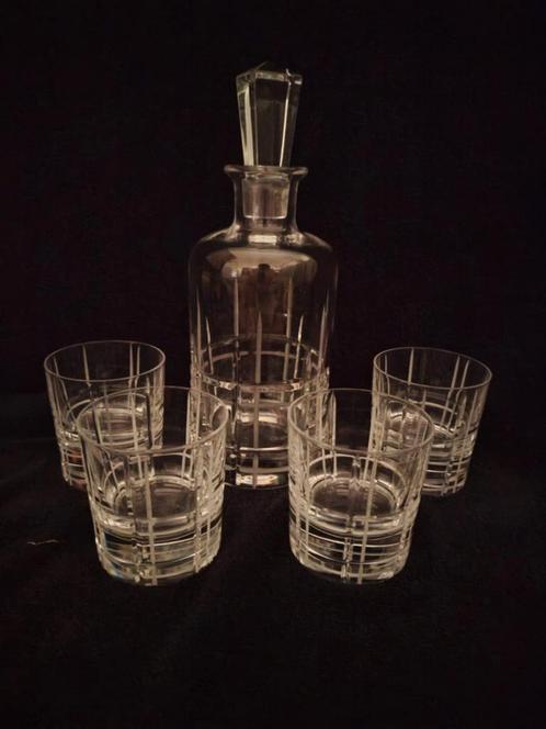 4+1 Kristallen Christofle Whyskyglazen met bijhorende karaf, Huis en Inrichting, Keuken | Servies, Zo goed als nieuw, Glas, Ophalen