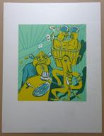 FRED BERVOETS / TYPISCHE FIGURATIE / KLEURZEEFDRUK / 73x55cm, Antiek en Kunst, Kunst | Litho's en Zeefdrukken, Ophalen of Verzenden