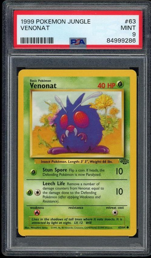 Venonat PSA 9 - 63/64 - Jungle 1999, Hobby & Loisirs créatifs, Jeux de cartes à collectionner | Pokémon, Comme neuf, Cartes en vrac