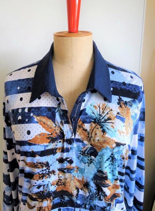 Erfo blouse poloshirt, mooie afwerking. Maat 44, Kleding | Dames, Blouses en Tunieken, Gedragen, Maat 42/44 (L), Blauw, Ophalen of Verzenden