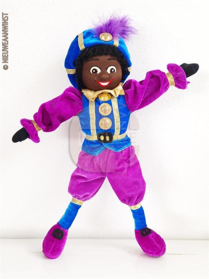 Authentieke Etos etalage zwarte Piet pop - 45cm, blauw/paars, Diversen, Sinterklaas, Verzenden