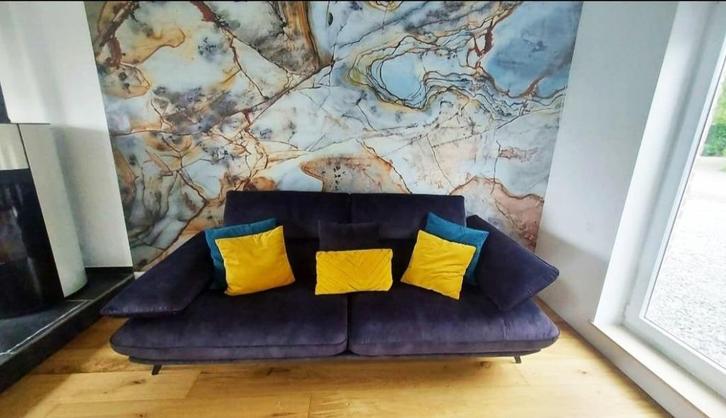 Canapé 3 places en microfibre velour, Huis en Inrichting, Zetels | Zetels, Zo goed als nieuw, Rechte bank, Driepersoons, 200 tot 250 cm