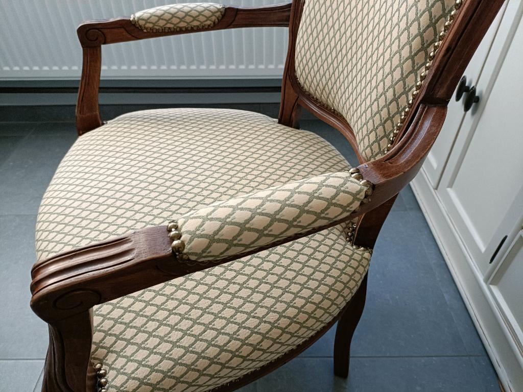 Beklede stoel, Ophalen, Bruin, Zo goed als nieuw, Stof