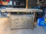 Ancien établi en bois massif Style vintage / atelier, Enlèvement, Comme neuf, Étau