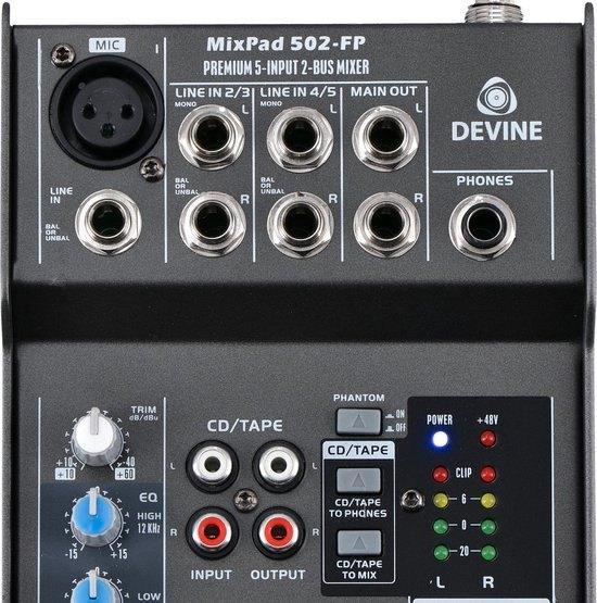 Devine Mixpad 502 profesionele 5 kanaals mixer, Audio, Tv en Foto, Professionele apparaten, Zo goed als nieuw, Audio, Ophalen