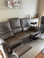 Lederen salon, Huis en Inrichting, Ophalen, Gebruikt, 150 tot 200 cm, Driepersoons
