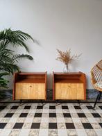 Vintage sixties nachtkastjes | kastjes | retro, Enlèvement, Utilisé, Bois, 45 à 65 cm