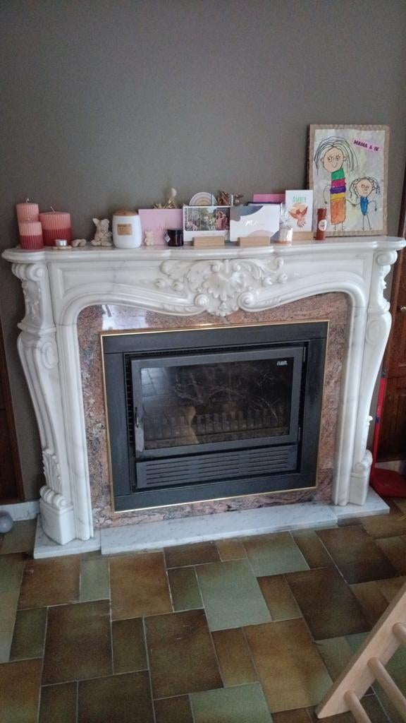 Antieke, marmeren schouw en haard, Ophalen