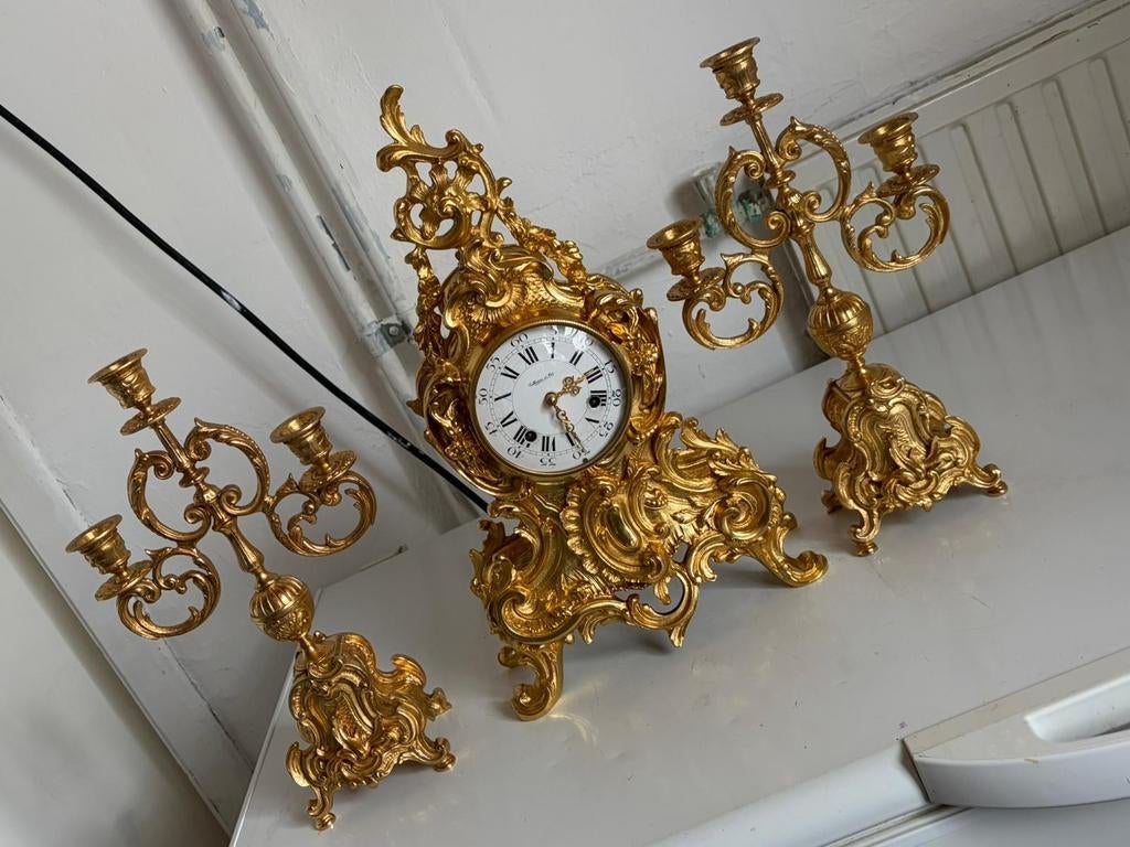 Ensemble d'horloge et de cheminée anciennes, Antiquités & Art, Enlèvement