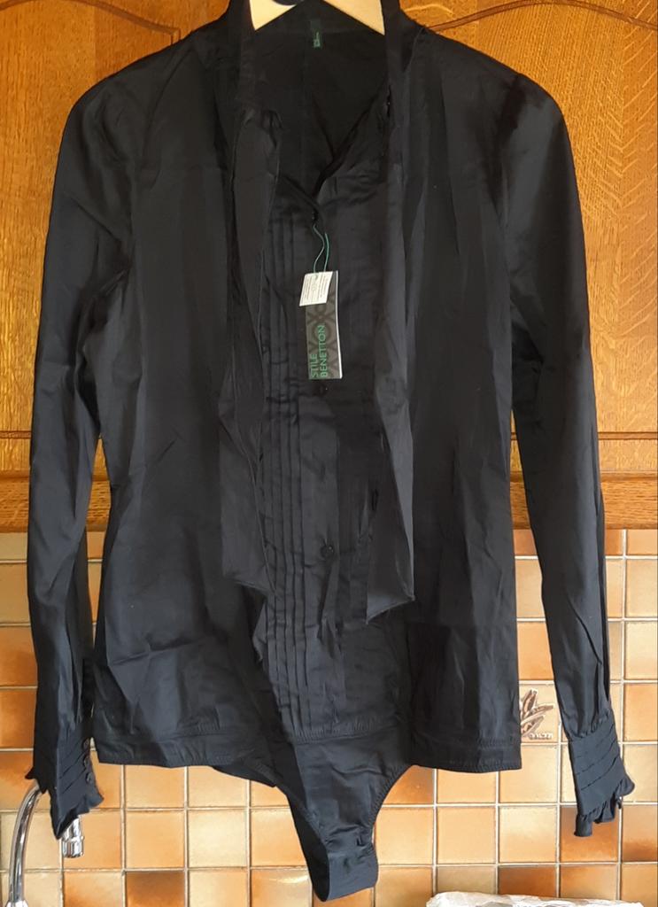 Nieuwe Zwarte 'Body'-Bloes - BENETTON - Maat 36 Met Stretch!, Kleding | Dames, Benetton, Zwart, Nieuw, Ophalen of Verzenden