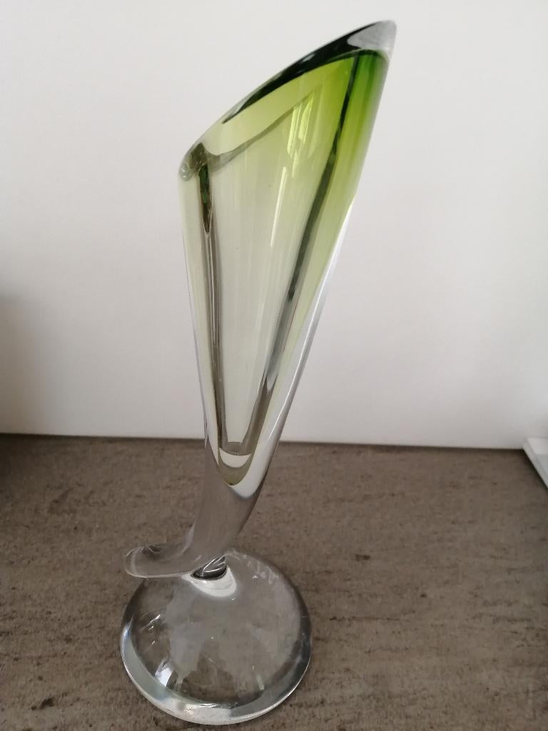 VAL ST LAMBERT gesigneerd , kristallen vaasje, Ophalen of Verzenden