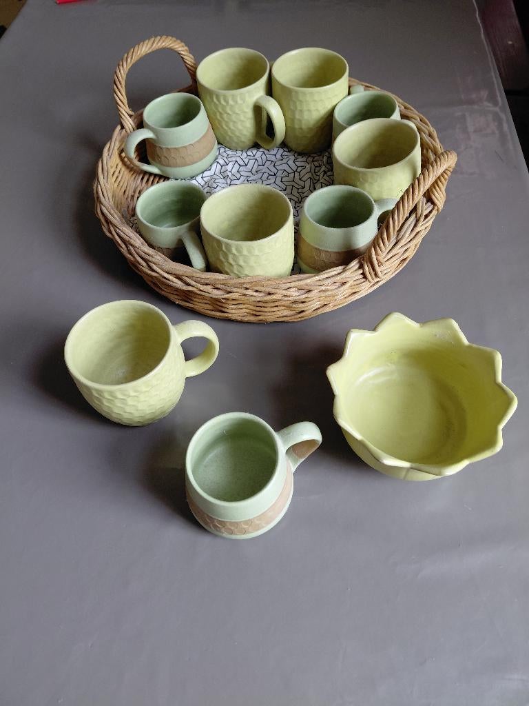 Handgemaakte keramische kopjes, mokken en schalen, Ophalen, Keramiek, Zo goed als nieuw, Kop(pen) en/of Schotel(s)