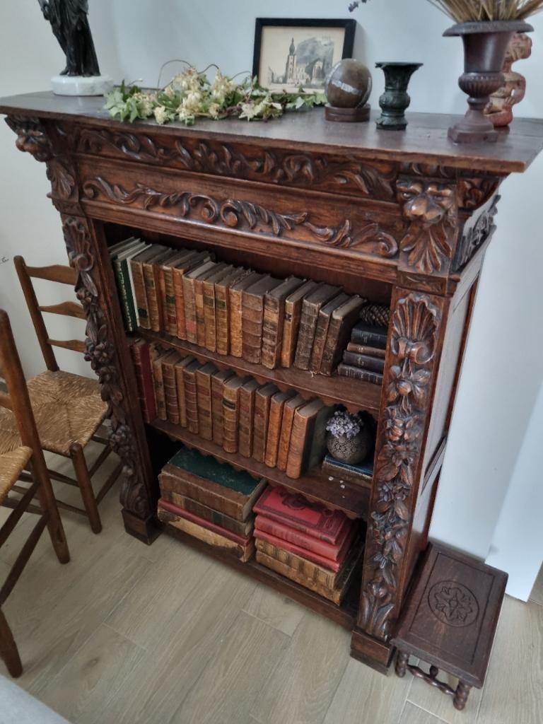 antieke eiken boekenkast, Antiek en Kunst, Antiek | Meubels | Kasten, Ophalen