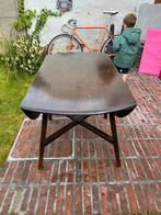 Vintage ronde houten tafel – donker gebeitst – uitschuifbaar, Enlèvement, Rond