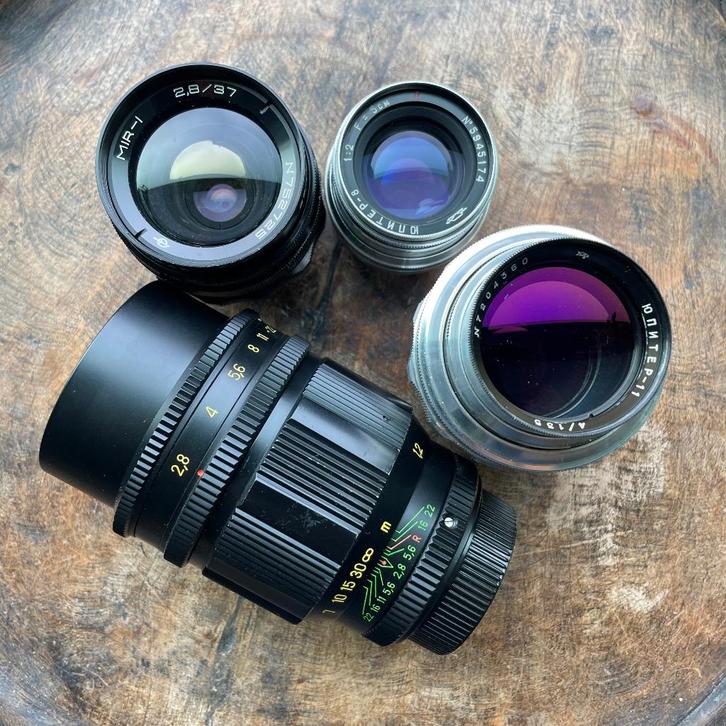 Tair 11a M42 - Jupiter 9 M39 - Jupiter 11 f4 M42 - Mir1 37mm, TV, Hi-fi & Vidéo, Photo | Lentilles & Objectifs, Comme neuf, Autres types