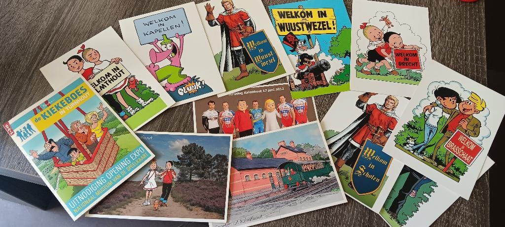 Stripfiguren briefkaarten Merko uitnodiging, Verzamelen, Ophalen of Verzenden, Suske en Wiske, Zo goed als nieuw, Plaatje, Poster of Sticker