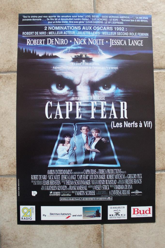 filmaffiche Robert de Niro Cape Fear 1991 filmposter, Enlèvement ou Envoi, Rectangulaire vertical, A1 jusqu'à A3, Comme neuf