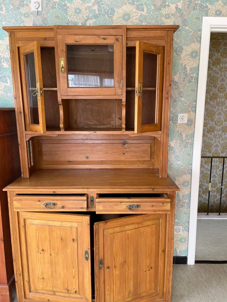 Oude vitrinekast, Huis en Inrichting, Kasten | Buffetkasten, Ophalen, Gebruikt, Vintage