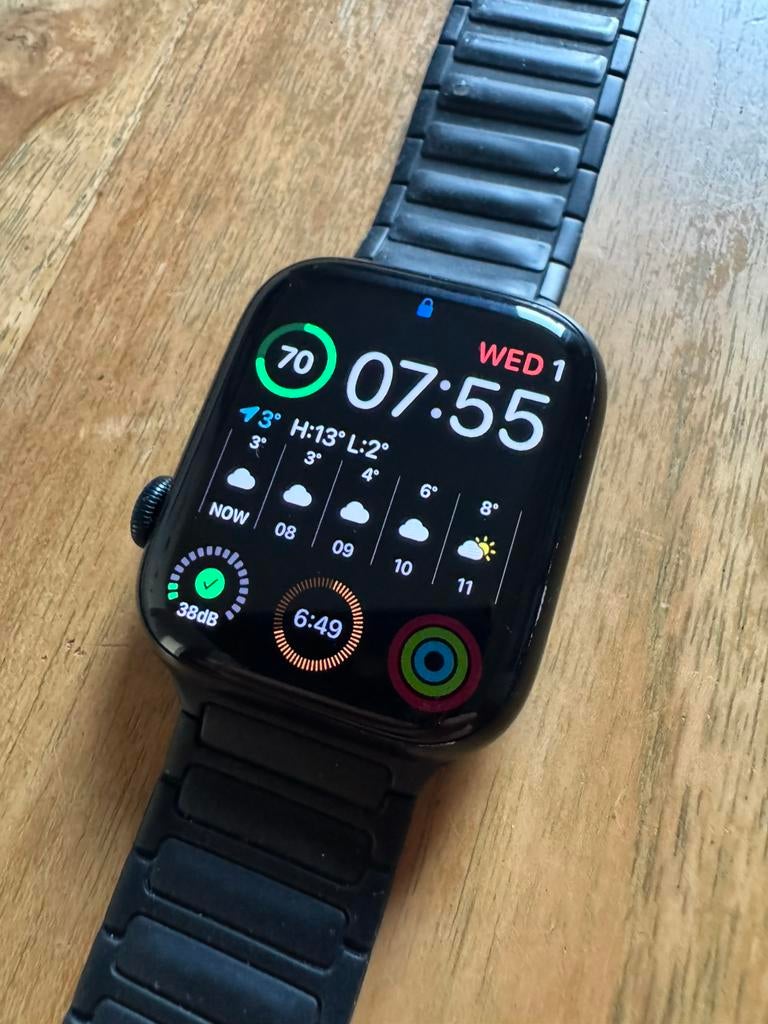 Apple watch 8 45mm zwart, Handtassen en Accessoires, Smartwatches, Ophalen, GPS, Zo goed als nieuw, Zwart