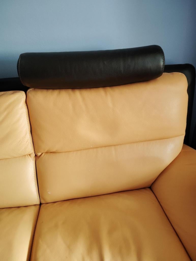 Twee leren banken Château d'Ax, Ophalen, 150 tot 200 cm, Driepersoons, Rechte bank