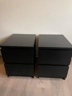 2 nachtkatsjes ( Malm ) Zwart, Huis en Inrichting, Slaapkamer | Nachtkastjes, Ophalen, Zo goed als nieuw