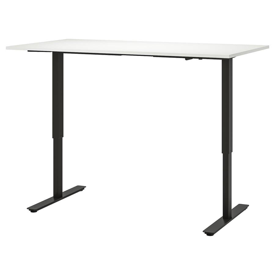 TROTTEN Bureau zit/sta, wit/antraciet, 160x80 cm, Ophalen, Zit-sta bureau, 160 cm, Hout