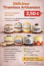 Délicieux Tiramisus Artisanaux – 2,50 €, Enlèvement, Comme neuf