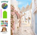 nr 236 Diamond Painting bloemen steeg 40x30cm (rond), Hobby en Vrije tijd, Knutselen, Verzenden, Gebouwen, Nieuw, Overige materialen