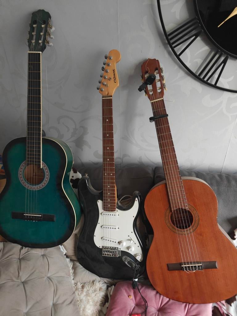 Gitaren verkoop ...met buidel van elect.en 2 opberg steunen, Ophalen, Gebruikt, Met koffer, Overige typen