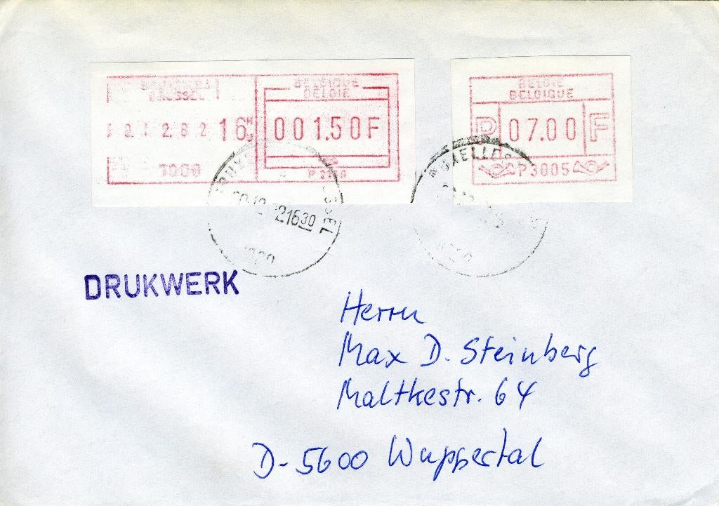 (B) ATM5 FDC Brief 1981 - 7 BEF, Met envelop, Ophalen of Verzenden, Gestempeld, 1e dag stempel