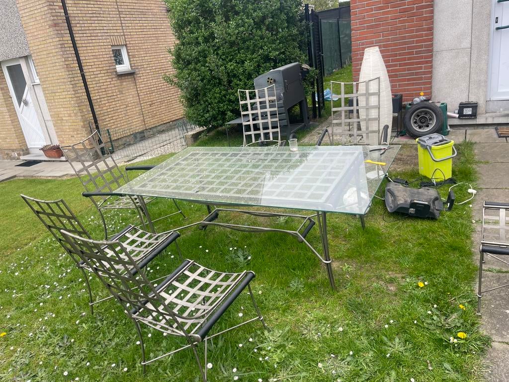 Table en métal, en très bon état, Jardin & Terrasse, Chaises longues, Enlèvement ou Envoi, Comme neuf, Métal